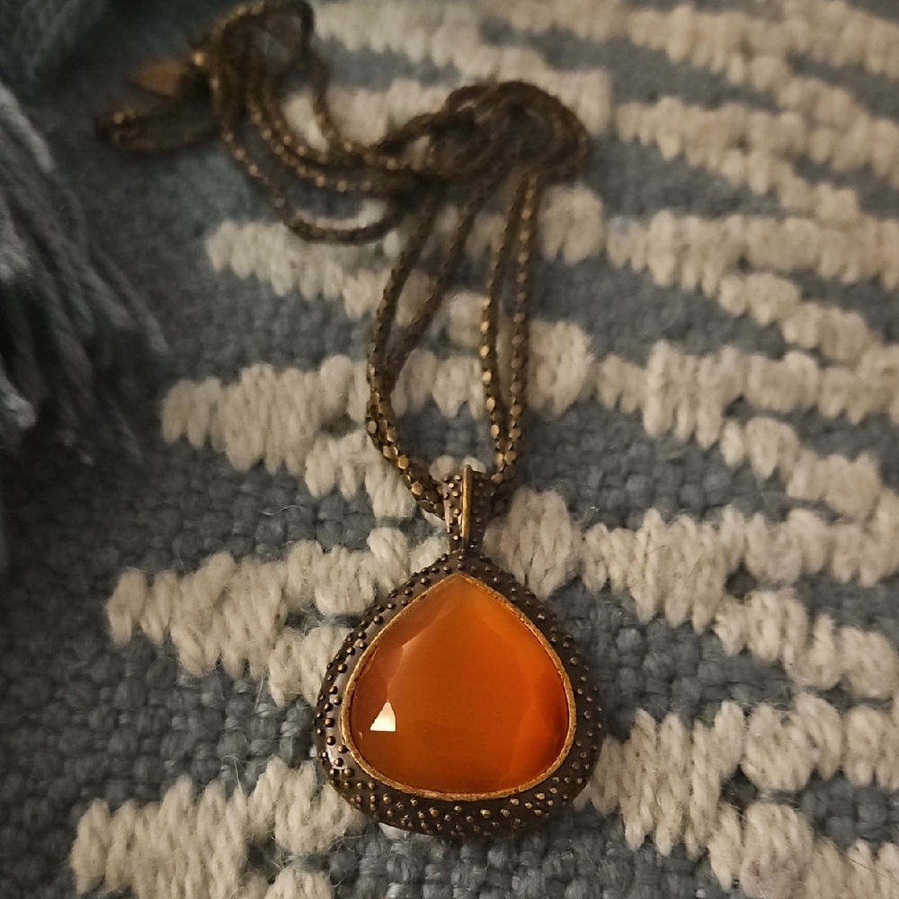 Elegant Orange Pendant Necklace By Coldwatwer Creek